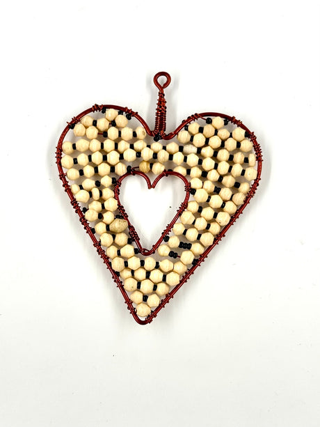 Ugandan Paper Bead Heart Ornaments