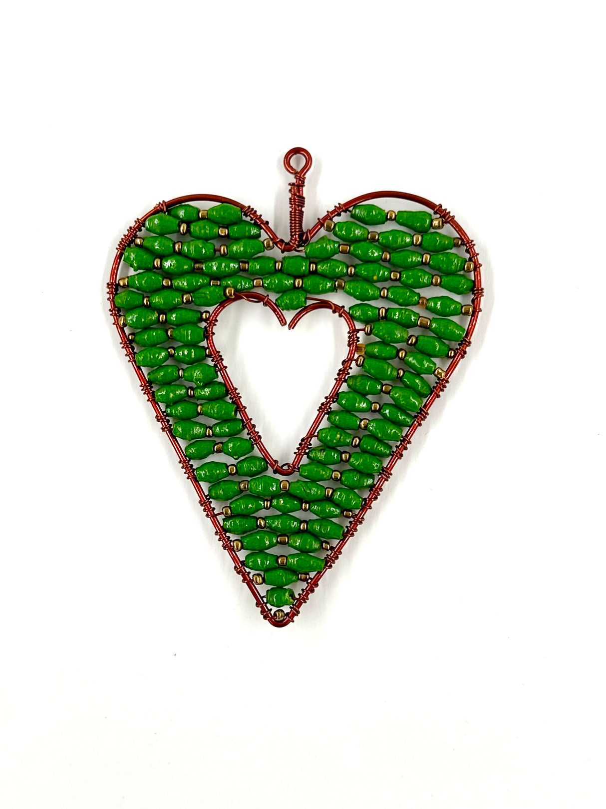 Ugandan Paper Bead Heart Ornaments
