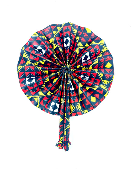 African Fabric Hand Fan with Fabric Handle