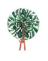 African Fabric Hand Fan with Leather Handle