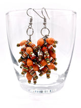 Ugandan Paper Bead Dangle Bunch Earrings