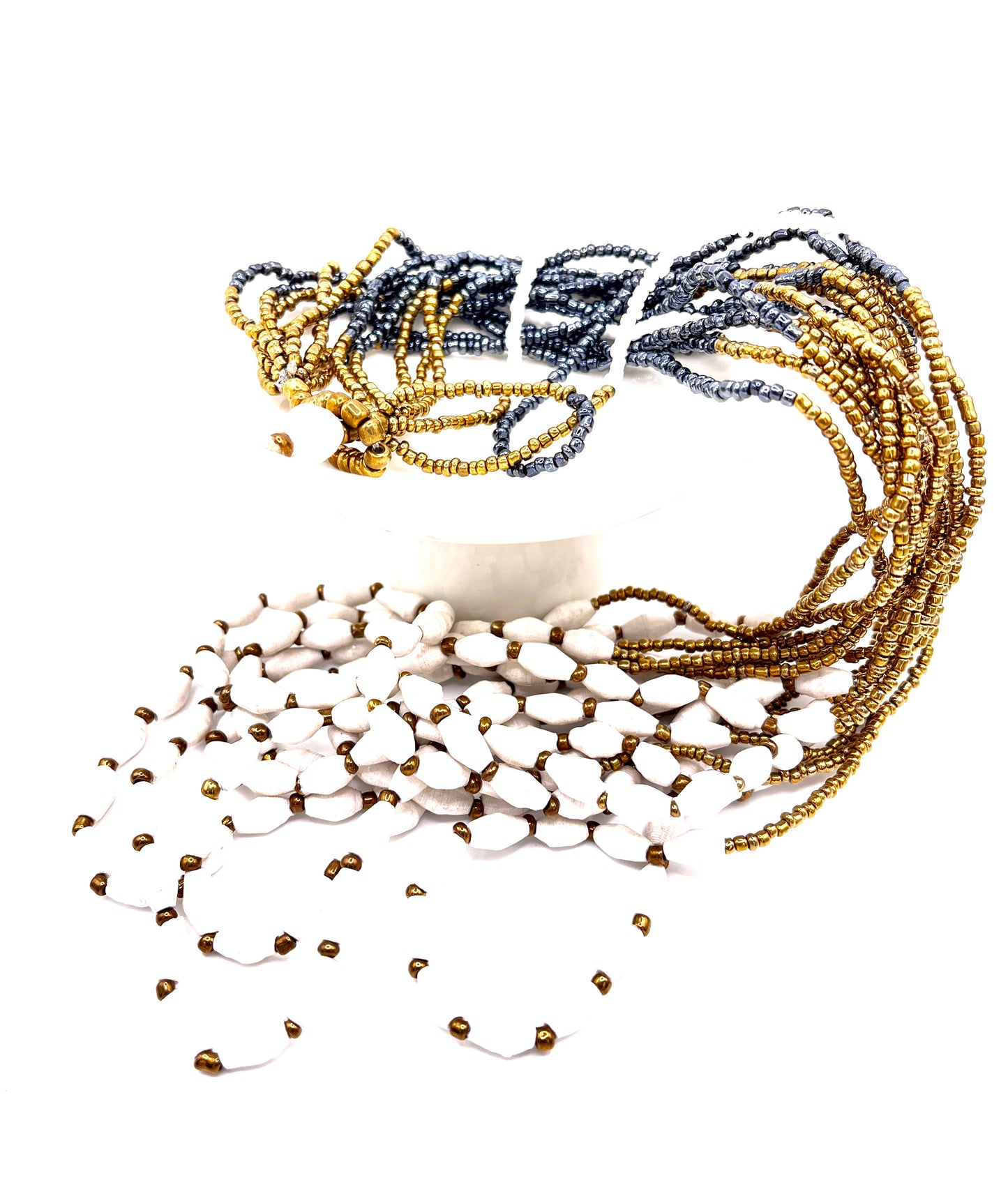 Ugandan Gold Multi-Strand Paper Bead Necklace (6 Colors)