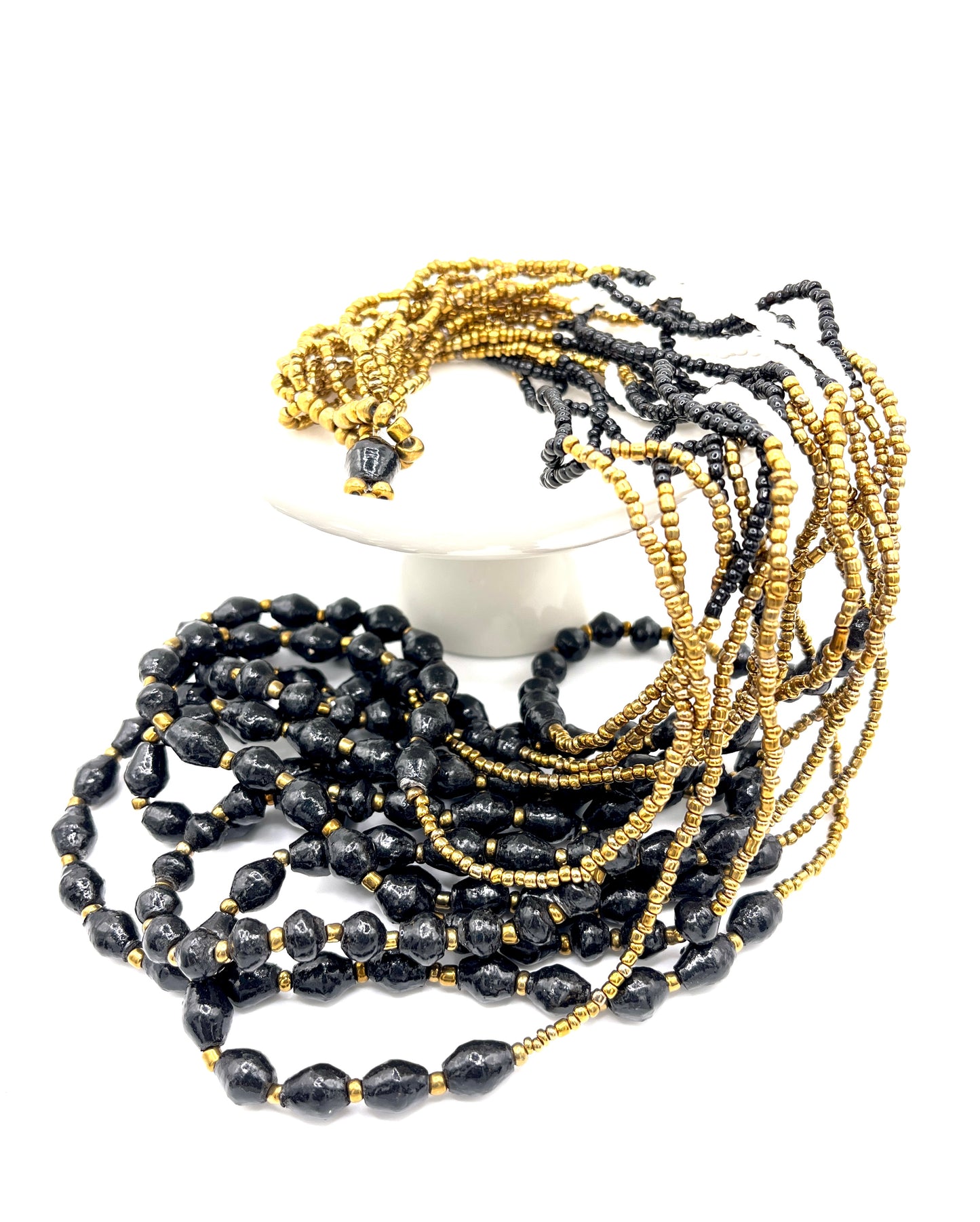 Ugandan Gold Multi-Strand Paper Bead Necklace (6 Colors)