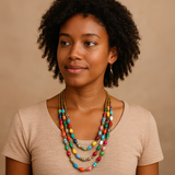 Ugandan Rainbow Paper Bead Necklace